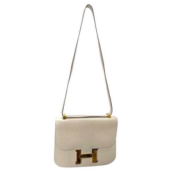 Hermès Damenhandtasche aus cremefarbenem Leder, Modell Constance