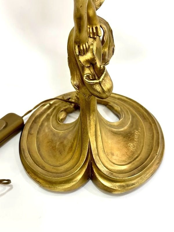 Lampada in bronzo "Ninfa Art Nouveau"