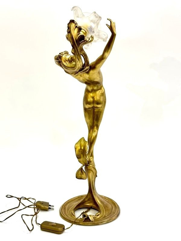 Lampada in bronzo "Ninfa Art Nouveau"