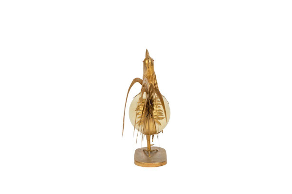 Gallo in uovo di struzzo e ottone dorato, anni '70, Ls5591125d