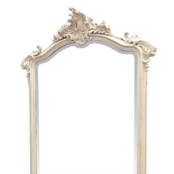 Miroir En Bois Et Stuc Laqué De Style Louis XV Glace Biseauté XIXème