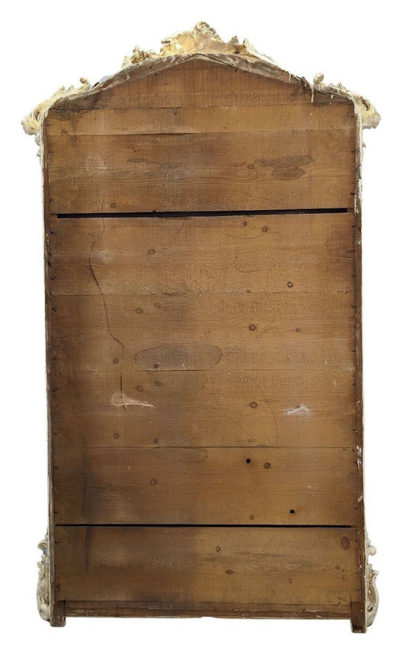 Miroir En Bois Et Stuc Laqué De Style Louis XV Glace Biseauté XIXème