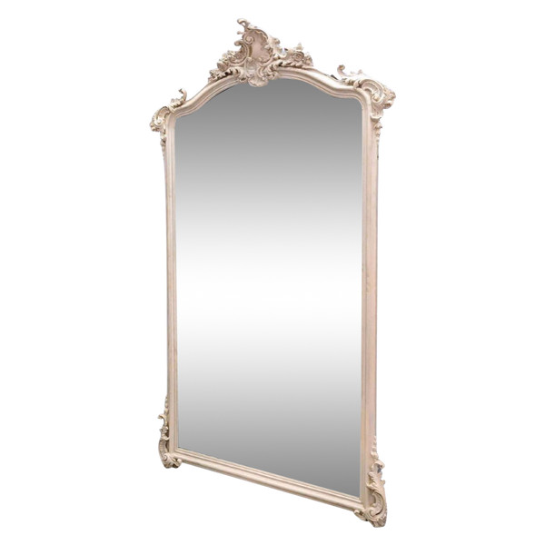 Miroir En Bois Et Stuc Laqué De Style Louis XV Glace Biseauté XIXème