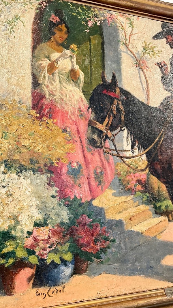 Öl auf Leinwand mit Darstellung einer spanischen Genreszene, signiert Eugène Cadel (1862 - 1941)