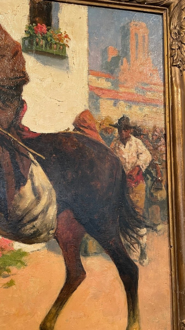 Öl auf Leinwand mit Darstellung einer spanischen Genreszene, signiert Eugène Cadel (1862 - 1941)