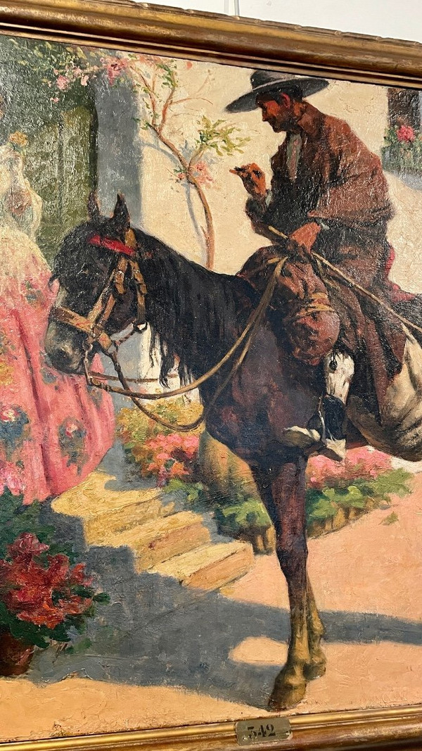 Öl auf Leinwand mit Darstellung einer spanischen Genreszene, signiert Eugène Cadel (1862 - 1941)