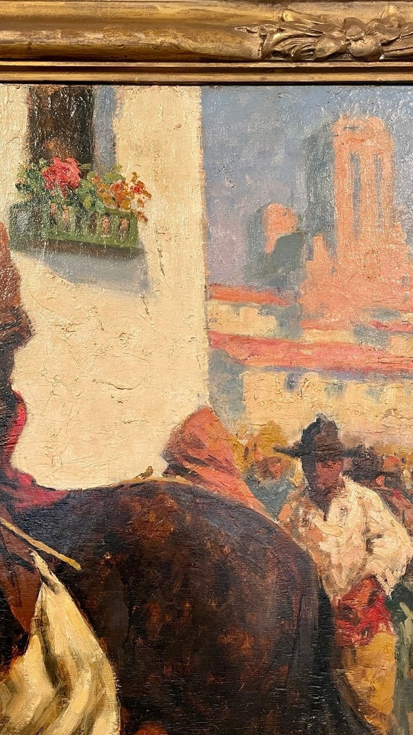 Öl auf Leinwand mit Darstellung einer spanischen Genreszene, signiert Eugène Cadel (1862 - 1941)