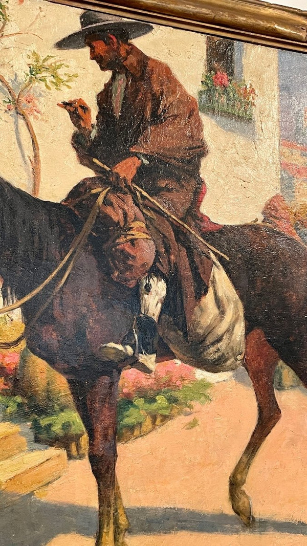 Öl auf Leinwand mit Darstellung einer spanischen Genreszene, signiert Eugène Cadel (1862 - 1941)