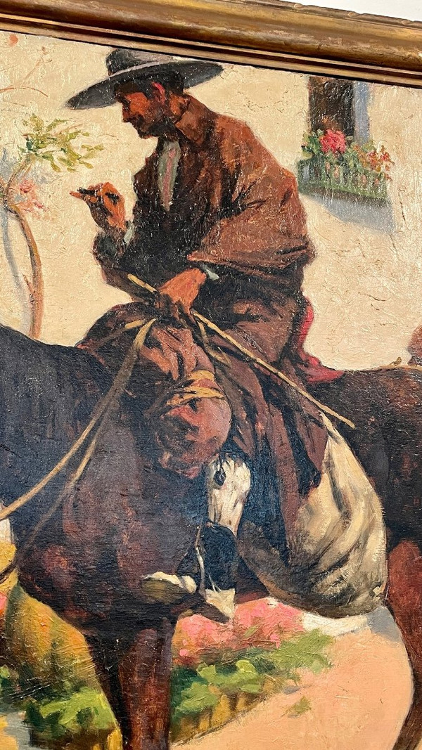 Öl auf Leinwand mit Darstellung einer spanischen Genreszene, signiert Eugène Cadel (1862 - 1941)