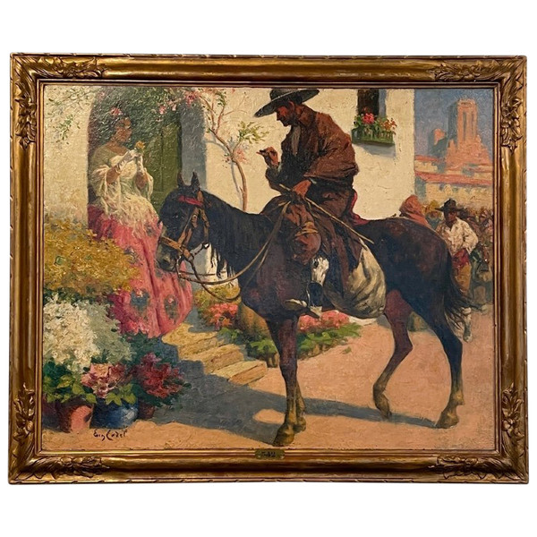 Öl auf Leinwand mit Darstellung einer spanischen Genreszene, signiert Eugène Cadel (1862 - 1941)