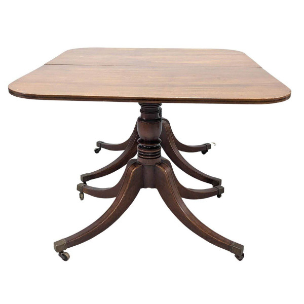 English Rectangle Table In Mahogany With Extensions That Can Make A Pair Of Consoles XIXth Century