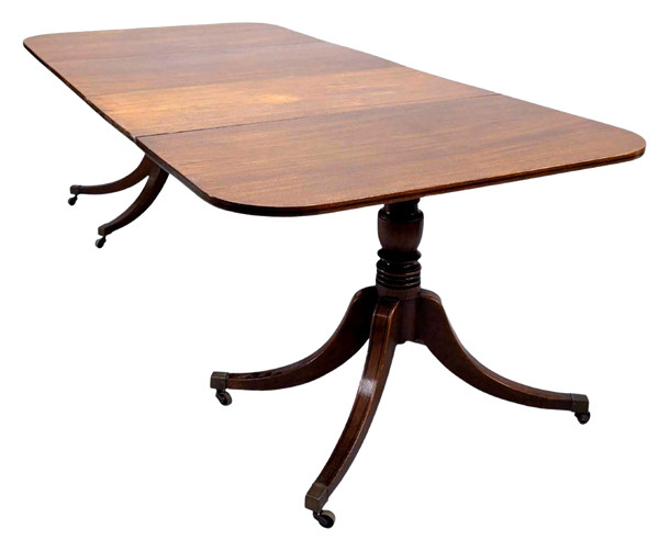 English Rectangle Table In Mahogany With Extensions That Can Make A Pair Of Consoles XIXth Century