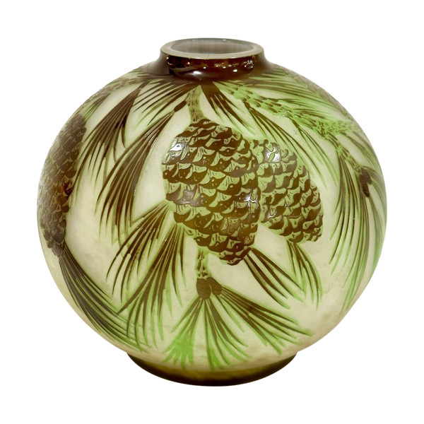 Delatte Art Nouveau Vase "With Pine Cones"