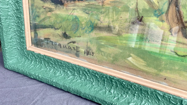 Spring Landscape. Gouache On Craft Paper Signed And Dated 1935