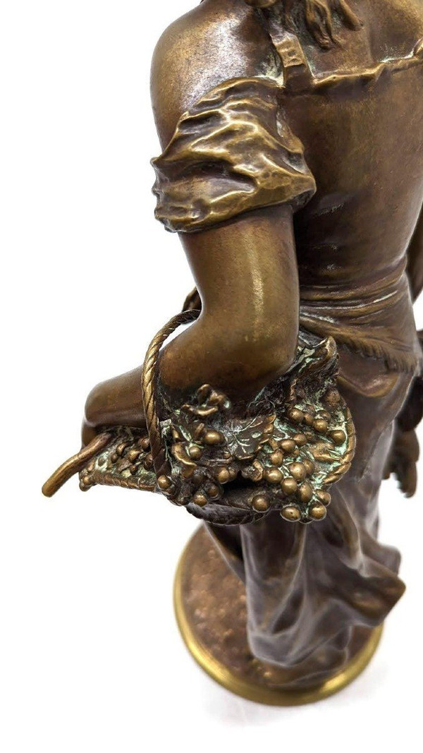 Jungbauern-Bronze außer Konkurrenz mit Goldpatina aus dem 19. Jahrhundert von Mathurin Moreau