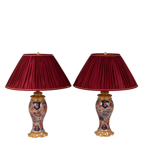 Coppia di lampade in bronzo e porcellana di Bayeux, 1880 circa, LS55451014B