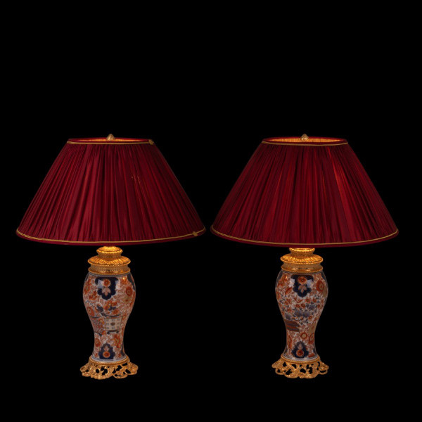 Coppia di lampade in bronzo e porcellana di Bayeux, 1880 circa, LS55451014B