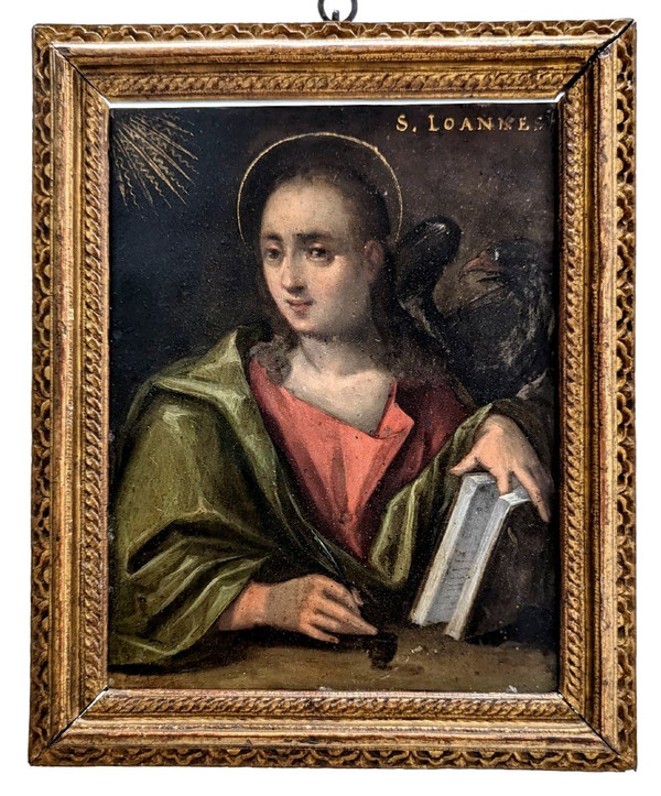 Malerei auf Kupfer XVII Porträts von Saint Marc und Sainte Loannes