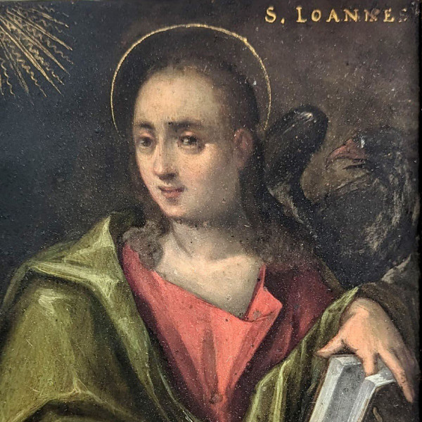 Malerei auf Kupfer XVII Porträts von Saint Marc und Sainte Loannes