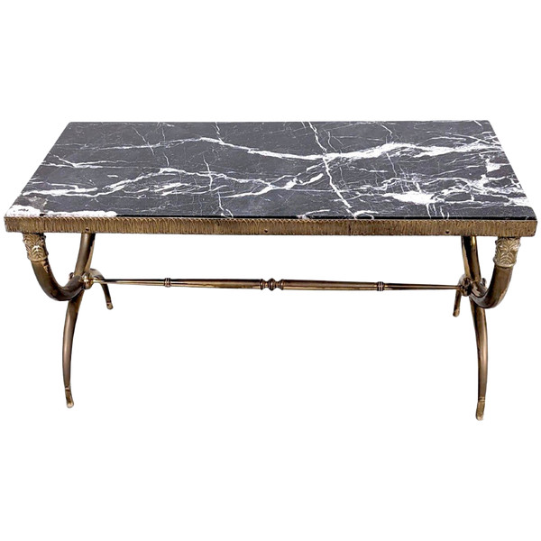 Table Basse  1940 En Bronze Dessus Marbre