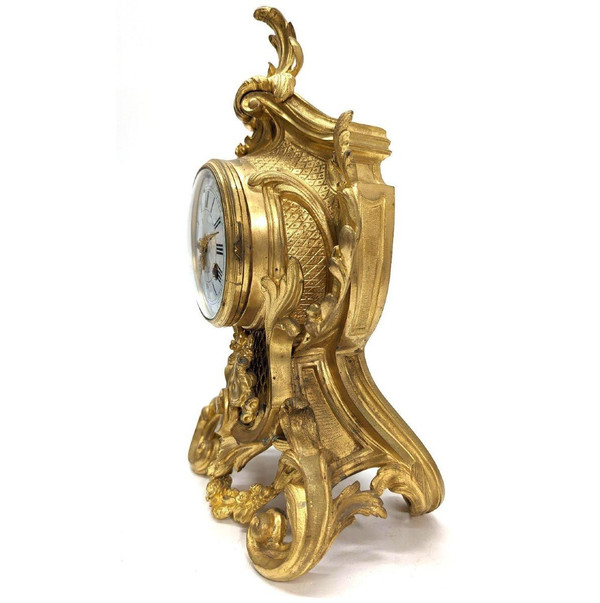 Pendulum Rockery Trim In Gilt Bronze Louis XV Style, Late Nineteenth Time