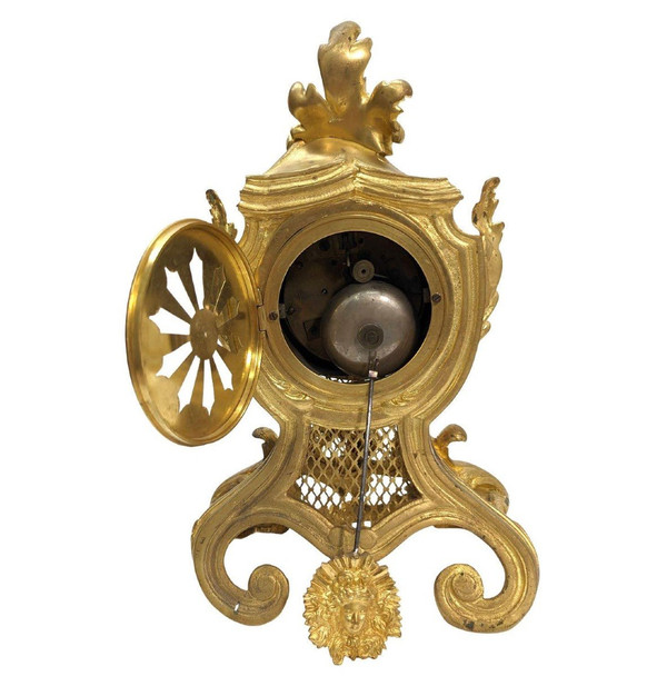 Pendulum Rockery Trim In Gilt Bronze Louis XV Style, Late Nineteenth Time