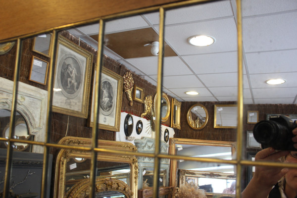 Pair Of Design Mirrors From The "50s", Canopy-Style Mounting On Oak Frame 90 X 126 Cm