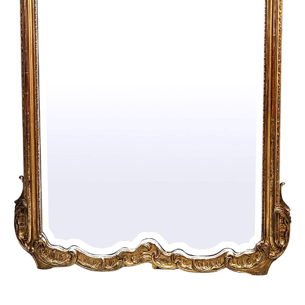 Large Mirror In Golden Wood, Napoleon III Period Gilding With Gold Leaf