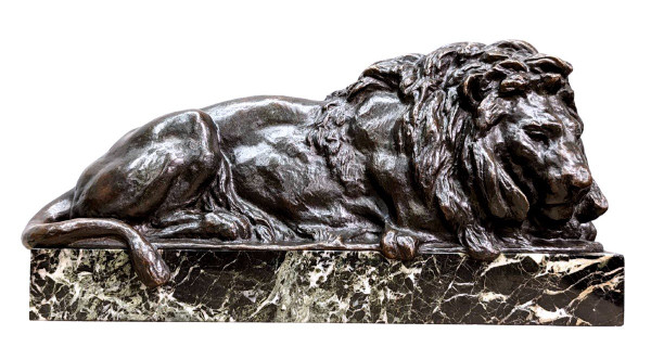 Animal Bronze With Lion XIXth Patina Medal By Félix Bouré (1831-1883)