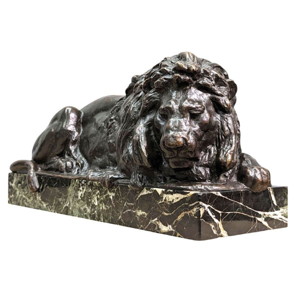 Animal Bronze With Lion XIXth Patina Medal By Félix Bouré (1831-1883)
