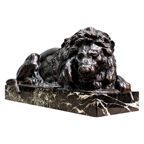 Animal Bronze With Lion XIXth Patina Medal By Félix Bouré (1831-1883)