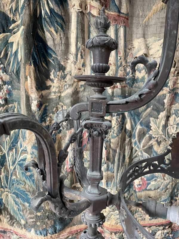 Billardtisch-Kronleuchter Aus Bronze