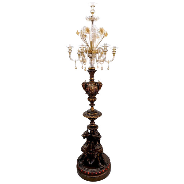 Venezianische Torchere, dekoriert mit Griffins Murano-Glaswaren von Barovier und Toso