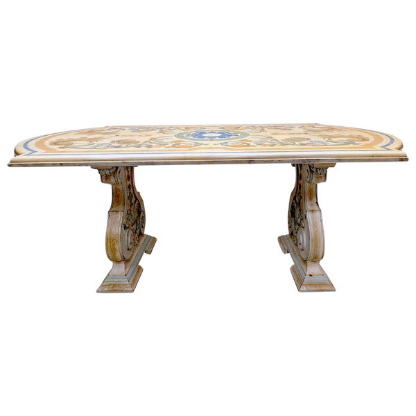 Center Table In Marble And Scagliola