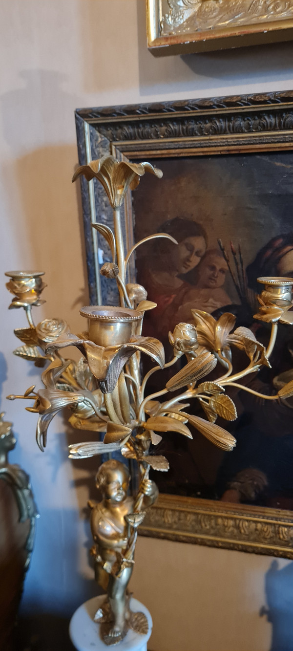 Camino in marmo e bronzo in stile Luigi XVI