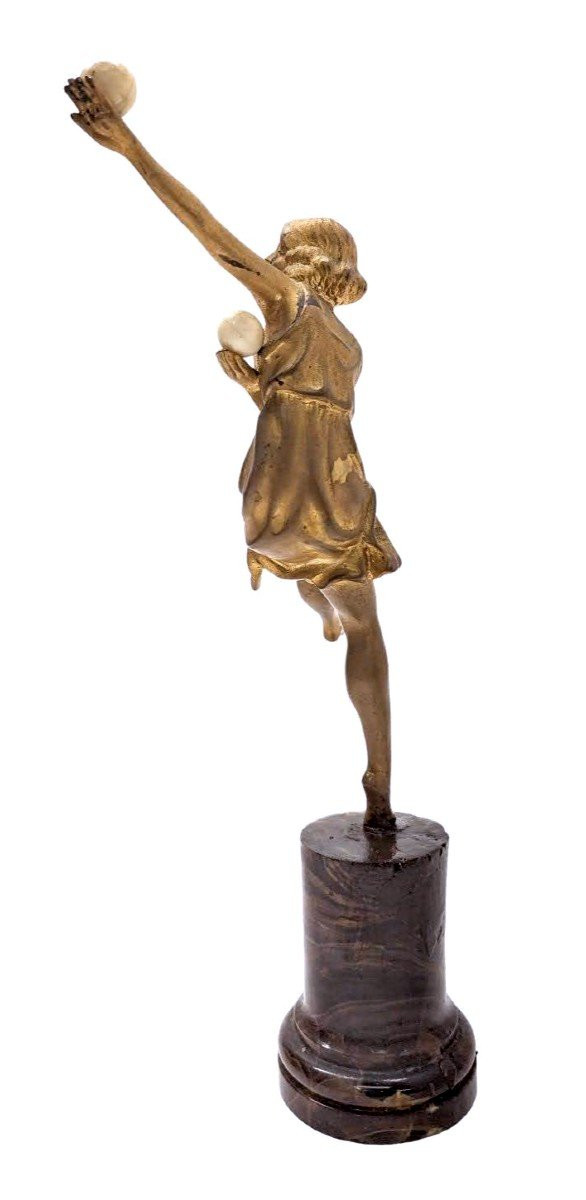 Dancer With Chryselephantine Bronze Balls By Marcel Bouraine 1930 Art Deco
