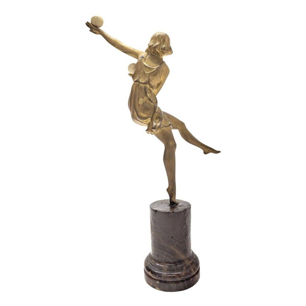 Dancer With Chryselephantine Bronze Balls By Marcel Bouraine 1930 Art Deco