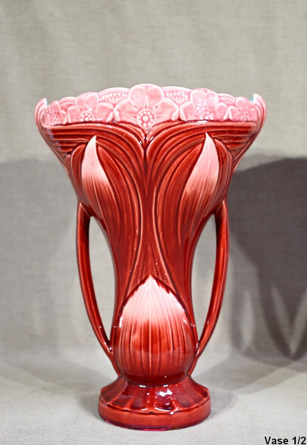 Coppia di vasi in terracotta punzonati Digoin Sarreguemines - Fine XIX secolo