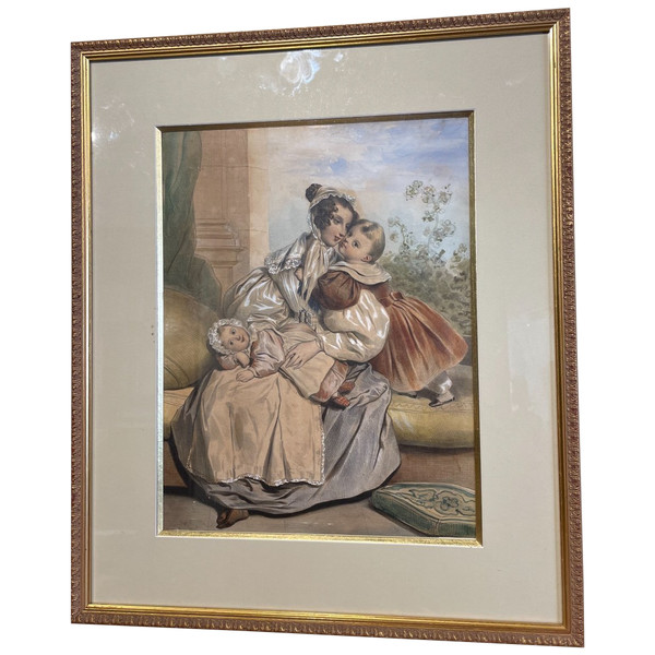 Disegno in 3 tecniche di Dévèria 1800-1857