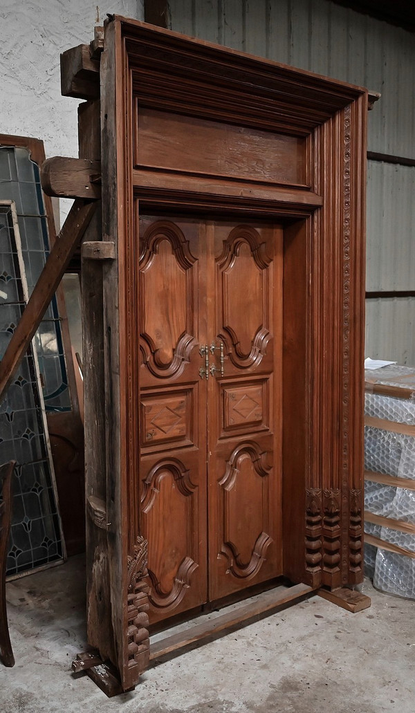 Rare Porte Indiane in Teak, stile Luigi XIV, Pondicherry - XIX secolo