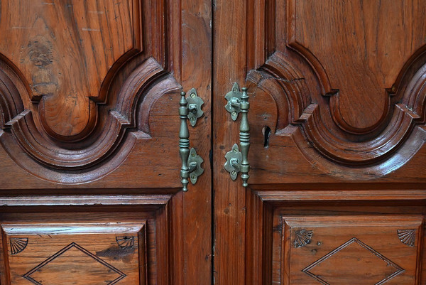 Rare Porte Indiane in Teak, stile Luigi XIV, Pondicherry - XIX secolo