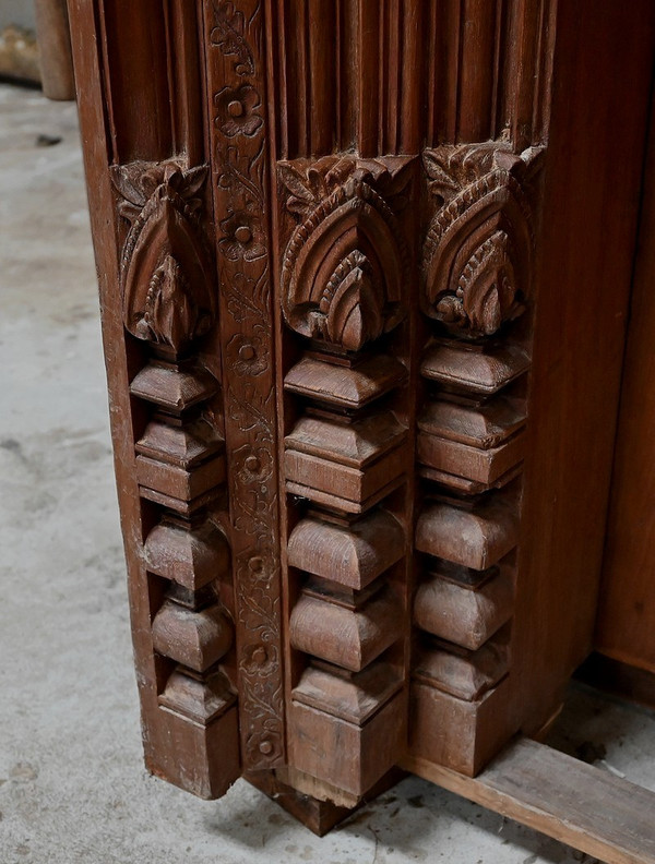 Rare Porte Indiane in Teak, stile Luigi XIV, Pondicherry - XIX secolo