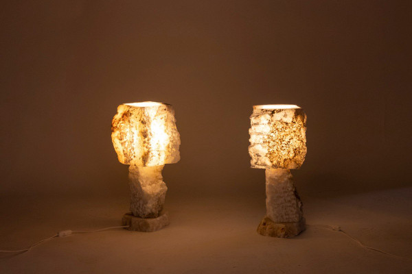 Paar Alabasterlampen, zeitgenössische Arbeit, LS5406881B