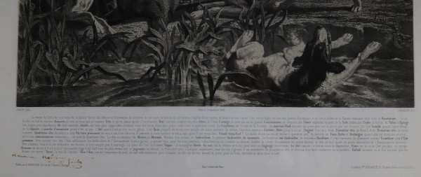Vénerie, L.G.JADIN, hallali de cerf, lithographie, 1858