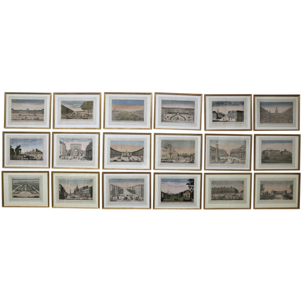Set Of 18 18th Century Framed Optical Views