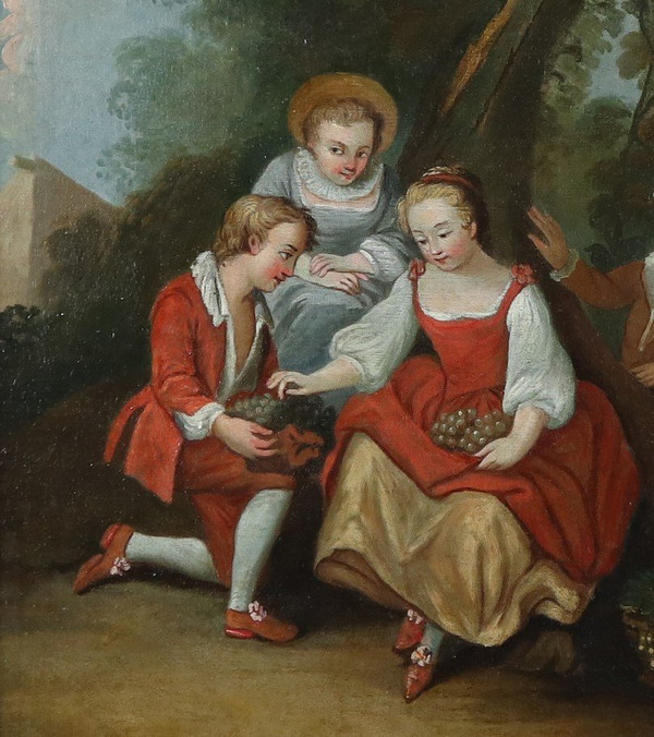 Keller Johann Heinrich, "Die Weinlese", Öl auf Leinwand, 18. Jahrhundert