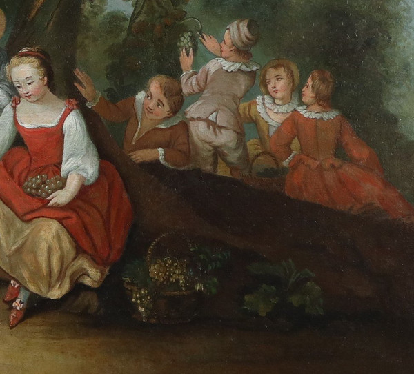 Keller Johann Heinrich, "Die Weinlese", Öl auf Leinwand, 18. Jahrhundert