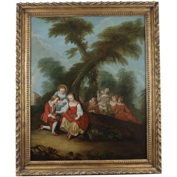 Keller Johann Heinrich, "Die Weinlese", Öl auf Leinwand, 18. Jahrhundert