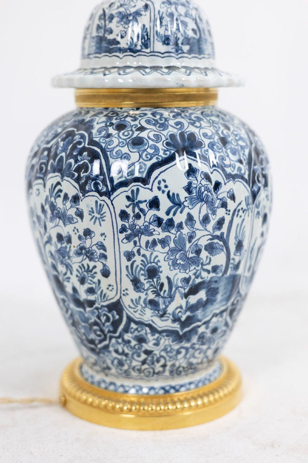 Paire De Lampes En Faïence De Delft Et Bronze, Circa 1880, LS5081839