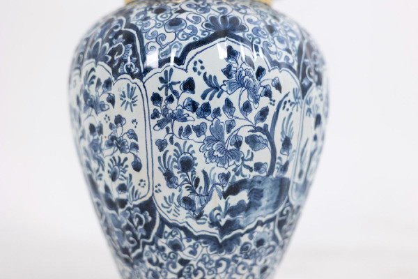 Paire De Lampes En Faïence De Delft Et Bronze, Circa 1880, LS5081839